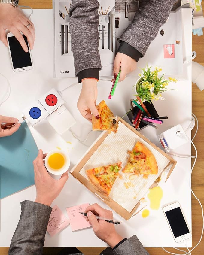 Allocacoc PowerCube Original, 5 Outlets, Wall Plug, Power Charger, Surge Protection, Compact for Travel, Home and Office, Space Saving, 1875W, 15A, 125V ETL Certified