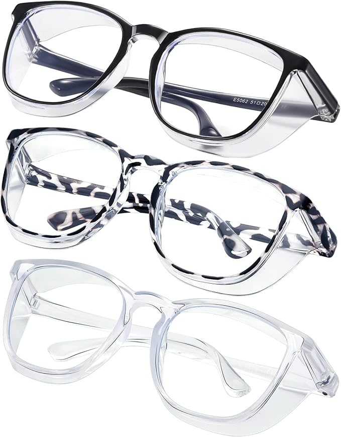 Safety glasses Goggles Nurses Protective Eyewear - Anti Fog Square Frame Stylish Clear Glasses for Women Men