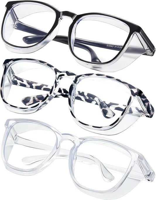 Safety glasses Goggles Nurses Protective Eyewear - Anti Fog Square Frame Stylish Clear Glasses for Women Men