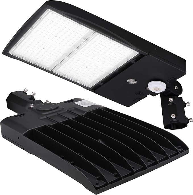 RuggedGrade 300W - NextGen IV Series LED Shoebox Light with Motion Sensor - Color Selectable 30K/40K/50K - Slip Fit - Black