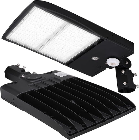 RuggedGrade 300W - NextGen IV Series LED Shoebox Light with Motion Sensor - Color Selectable 30K/40K/50K - Slip Fit - Black