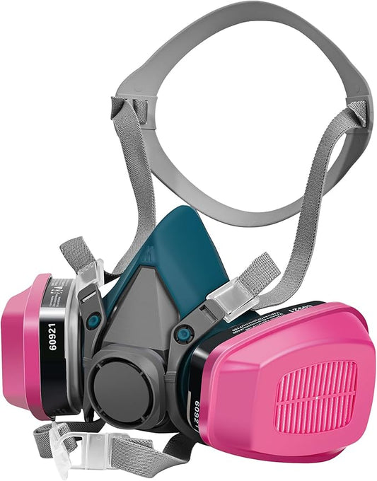 Reusable Half Facepiece Respirator Mask - Gas Masks with 2 Pieces 60921 Filters for Organic Vapor Protection Chemicals Spray Welding Epoxy Resin Dust 6200 Blue