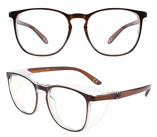 Alsenor Safety Glasses Anti Fog Goggles Protective Eyewear Blue Light Blocking Anti Dust UV Protection Glasses For Men Women (Brown)