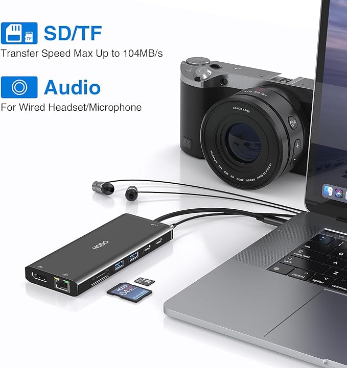 Dell HP USB C Docking Station - Dual/3 Monitor Triple Display, 2X HDMI 4K, DP, Ethernet, 6 USB, PD, SD/TF, Audio, Adapter 14 in 1 for Lenovo