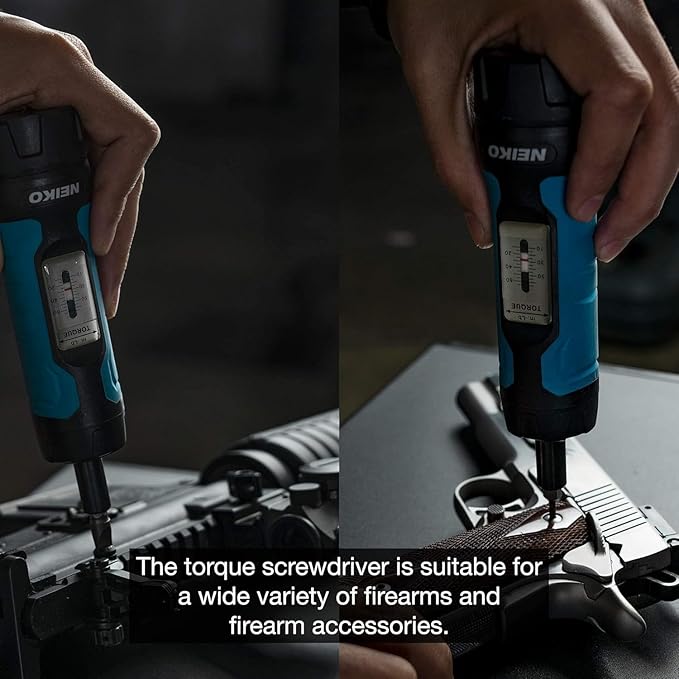 Neiko 10574A 1/4” Drive Torque Wrench Screwdriver Set | 30 Pieces of S2 Steel Philips, Hex, Slotted, and Torx Bits | 10 to 60 Inch-Pounds Torque Adjustment Range | Firearms Accurizing and Gunsmithing