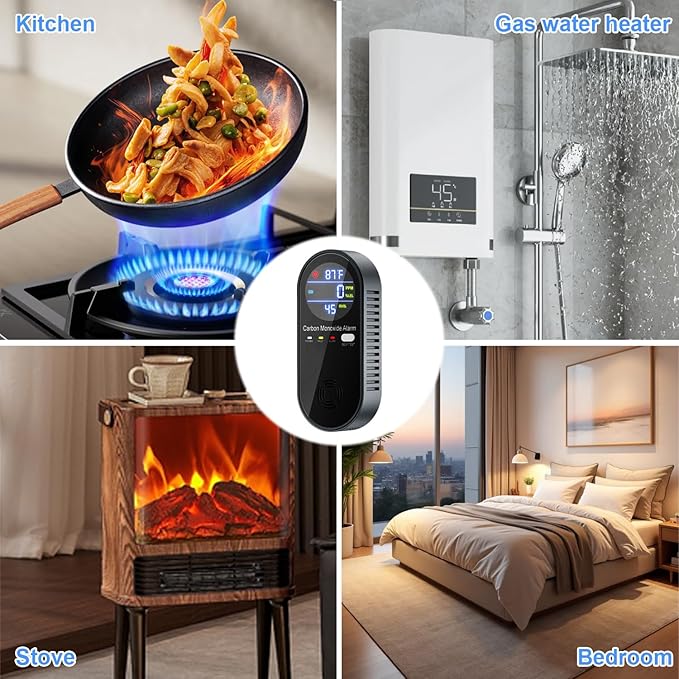Carbon Monoxide Detectors Plug in, WESHLGD Portable Carbon Monoxide Detector for Travel,3 in 1 CO Alarm Plug in with Real-time Display(CO, Temp, Humidity) and Voice Alarm for Home RV