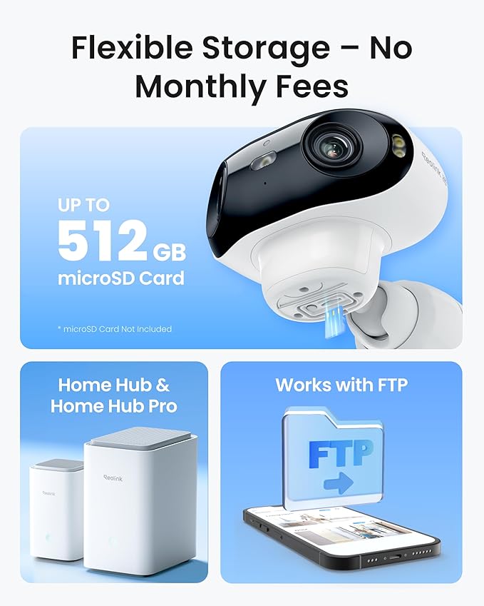 REOLINK 4K Solar Camera Outdoor Wireless, Dual-Lens 180° View for Home Security, ColorX Night Vision, No Subscription, Smart Detection, Local Storage, Wi-Fi 6