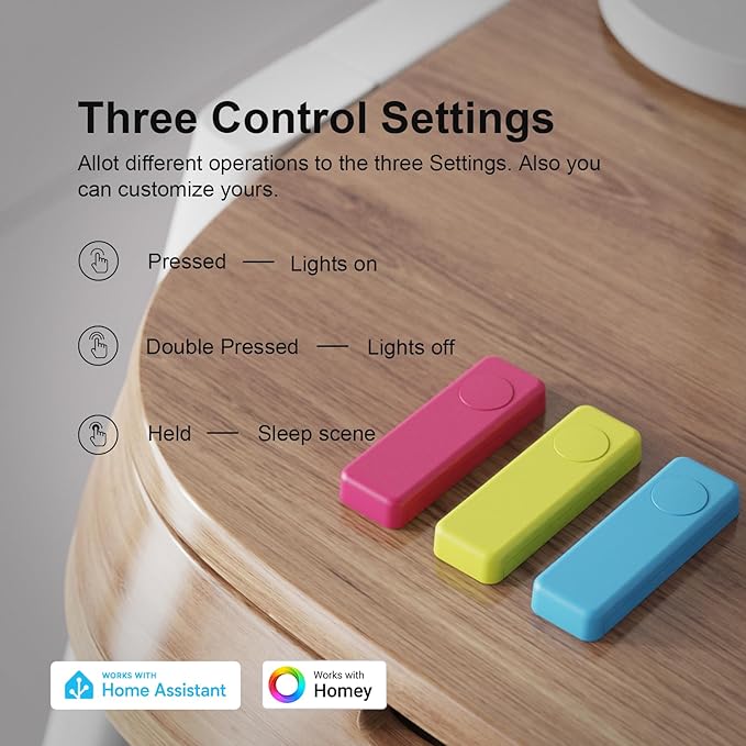 THIRDREALITY ZigBee Smart Button 3 Pack, Red Blue Yellow, 3-Way Remote Control, Require Zigbee hub, Work with SmartThings, Aeotec, Hubitat, Home Assistant, Third Reality Hub, Battery Included.