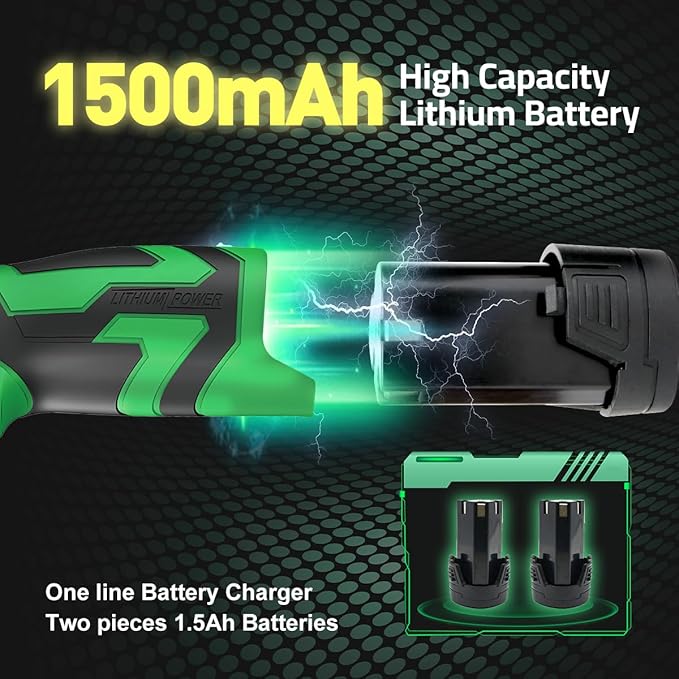 NEWBEAT Cordless Drill Set, 12V Power Drill Driver with 2 Batteries and Charger, 3/8" Keyless Chuck, 2 Variable Speed, 15+1 Torque Setting Electric Drill, Power Tools Kit for Home and DIY Project