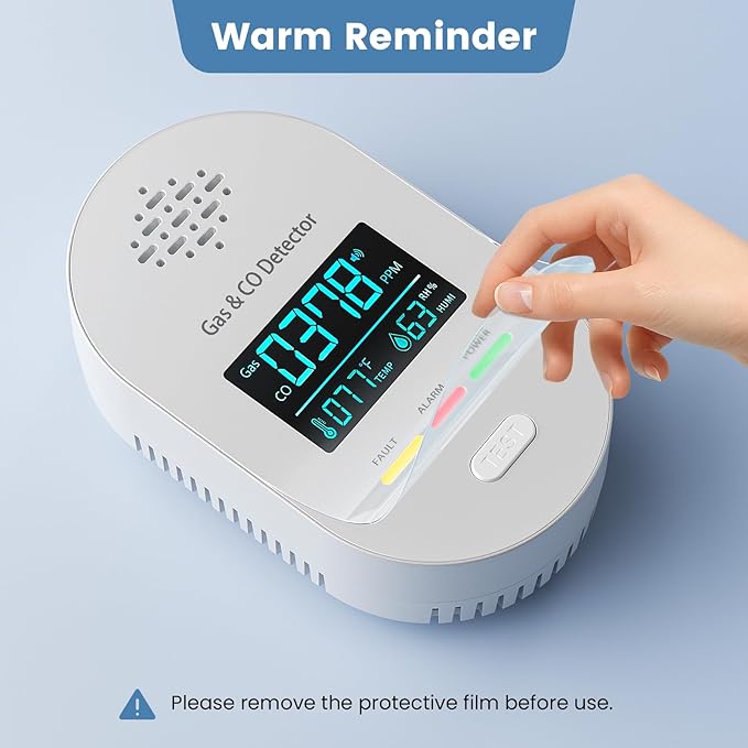 2-Pack Carbon Monoxide Detectors,Plug in CO and Natural Gas Detector, Combination Gas & Carbon Monoxide Detectors for Travel,4 in 1 CO & Gas Detector for Home/Travel - White