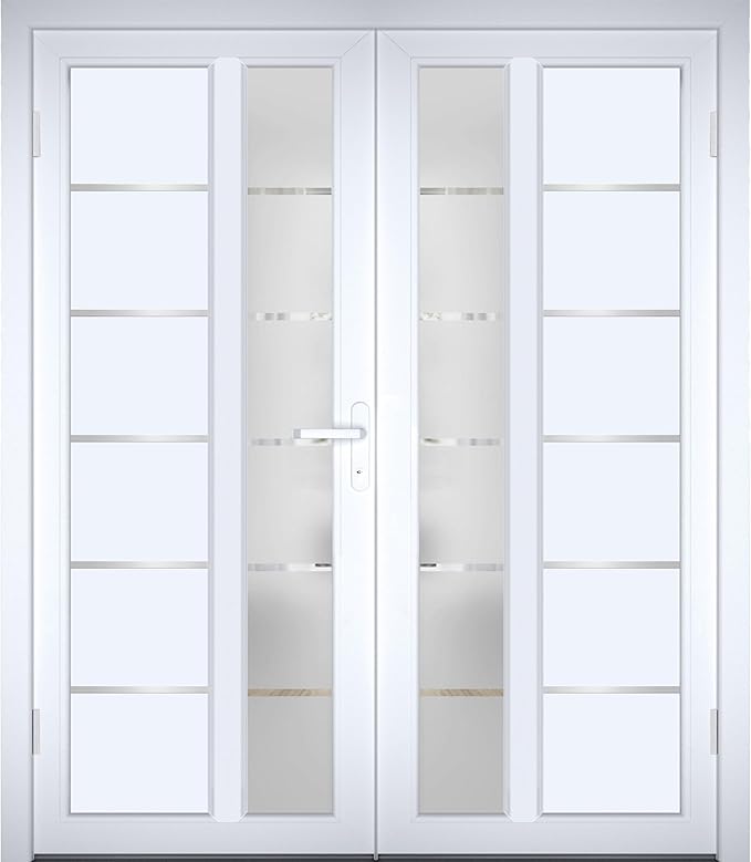 VDOMDOORS Front Exterior Prehung Metal-Plastic Double Doors/MANUX 8088 White Silk/Residential Doors Entrance Patio Garage 72 x 80