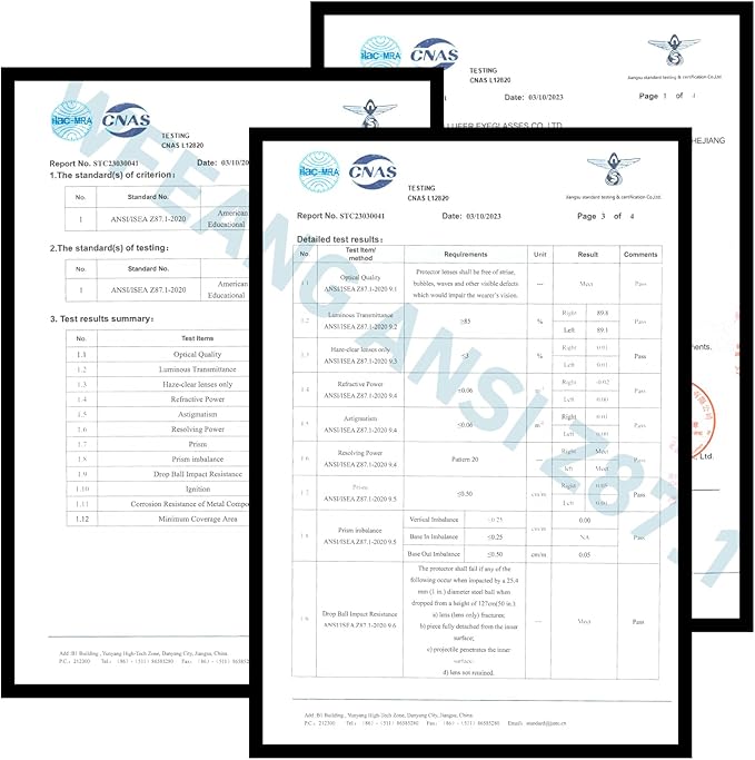 Safety Glasses ANSI Z87.1 Certified - Scratch-Resistant Protective Eyewear for Men & Women, Ideal for Construction & Shooting