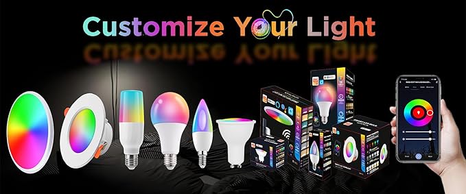Smart LED Light Bulb, RGB+CCT, WiFi & Bluetooth Control, 16M Colors, Compatible with Alexa & Google Home, Color Changing, Music Sync, 15W, 850 Lumens