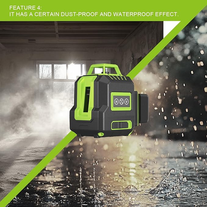 360° Laser Level with Tripod 40in, Self Leveling Laser Level with Pulse Mode, Li-ion Battery*2, Green Line Laser Leveler Tool for DIY Project