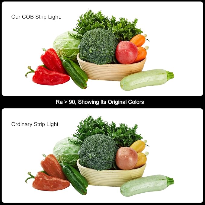 COB LED Strip Lights 2880LEDs, Bright COB Lights 20ft LED 6500K Cool White Dimmable LED with RF Remote Under Cabinet Lighting for Bedroom Counter Kitchen