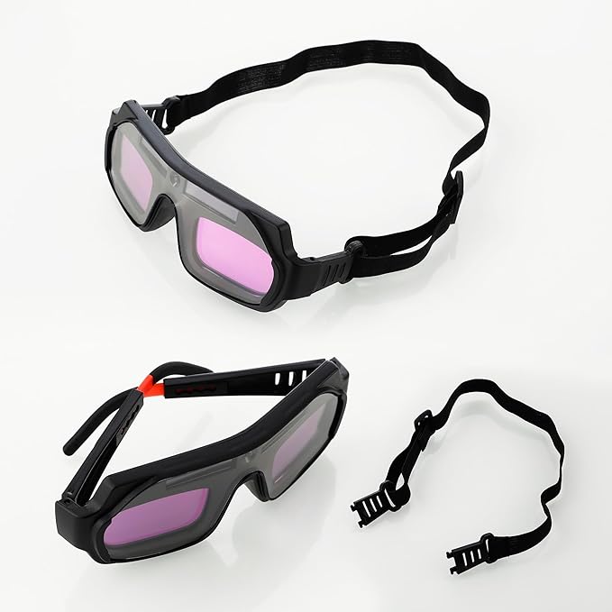 A.I.FORCE Auto Darkening Welding Goggles, Solar Powered True Color Anti-Glare Safety Welding Glasses for TIG MIG MMA Plasma Welding, Lightweight Welders Glasses with Protective Lens and Elastic Band