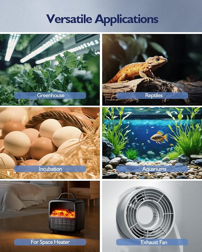 Digital Temperature Controller, Heating & Cooling Thermostat Plug Outlet, –40°F~210°F, 15A 1800W, LCD Display, Temperature Controlled Outlet for Home, Greenhouse, Chicken Coop, Reptile