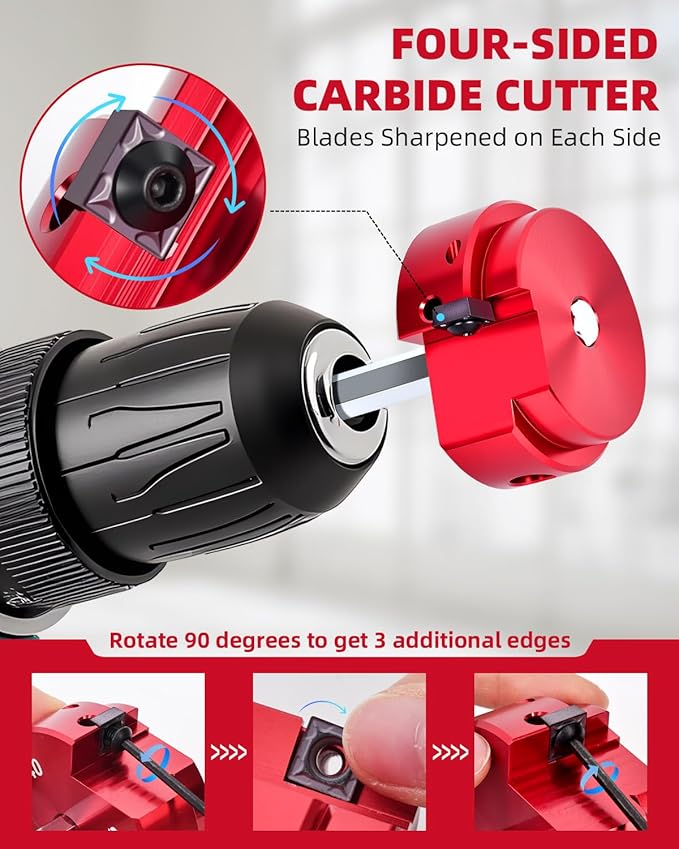 1" PVC Pipe Reamer, Plastic Pipe Fitting Reamer Tool, Fit Standard 1/2" Drills, for Schedule 40 PVC Pipe CPVC ABS Pipe