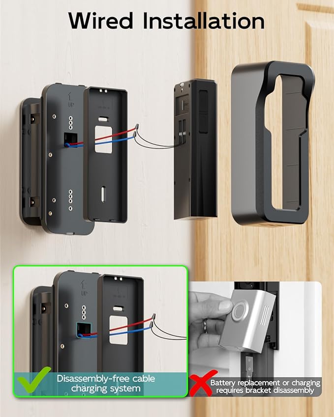 ZUMIMALL Adjustable Angle Video Doorbell Mount, Adjust 90 Degrees Wireless Camera Doorbell Bracket Holder for Home Apartment Office Room, Easy Installation, Suitable for Most Doorbells