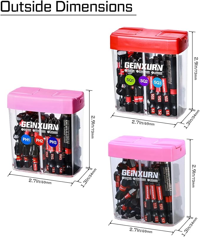 129 Pcs Impact Screwdriver Bits Set Phillips/Square/Torx with Impact Bit Holder and Colorful Boxes,Magnetic S2 Steel Multi Driver Bits Set