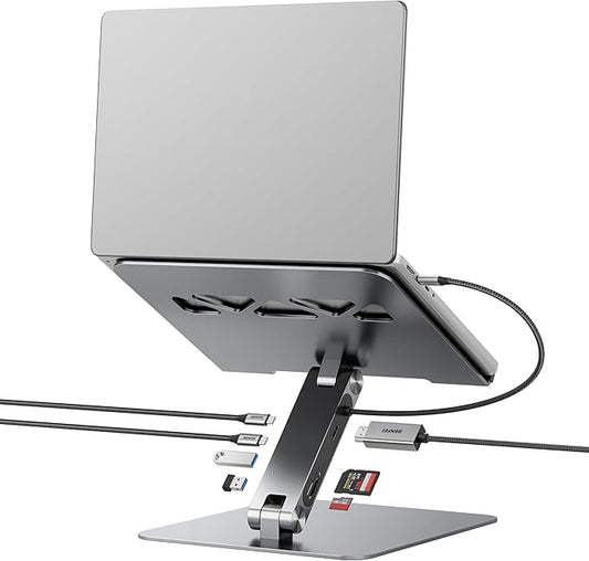 BENFEI Laptop Stand with USB C 7in1 Docking Station,HDMI 4K@60Hz,1*SD 1*Micro SD,100W Power Delivery,10Gbps 1*USB C 3.2 and 2*USB A 3.2 Compatible with MacBook Pro/Air, iPad Pro, XPS, Thinkpad