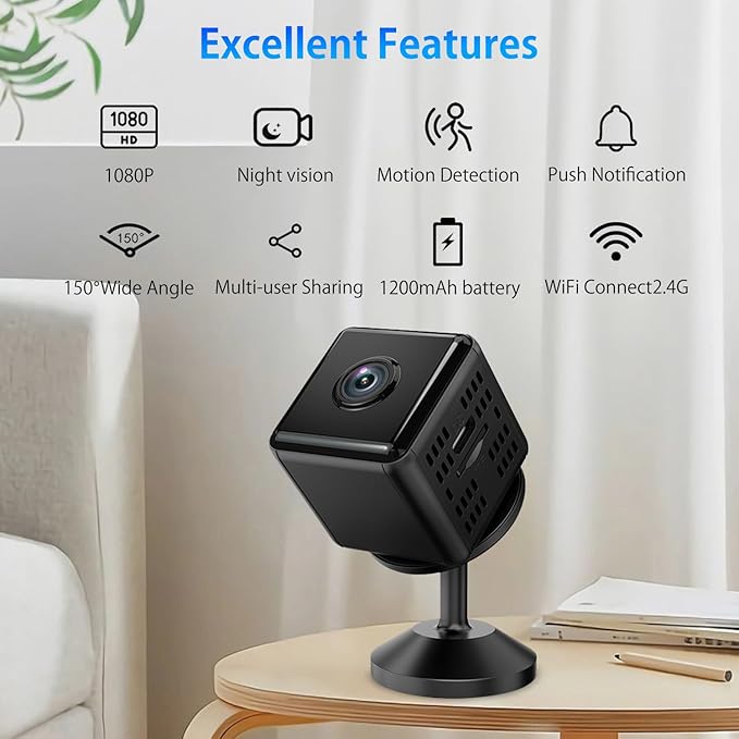 Hidden Camera,1080P WiFi Spy Camera - with Night Vision & Motion Detection, Wireless Indoor Security Camera for Pet/Baby/Nanny, App Live Feed, Smallest Smart for Home Monitoring