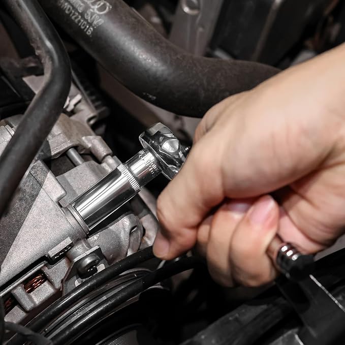 3/8” Drive Socket Set, 76 Pieces Ratchet Wrenches Set, Standard and Deep Metric (8 to 19mm)/SAE (5/16 to 3/4 inch) Size, with 72-Tooth Ratchet for Auto Repairing and Household, with Storage Case