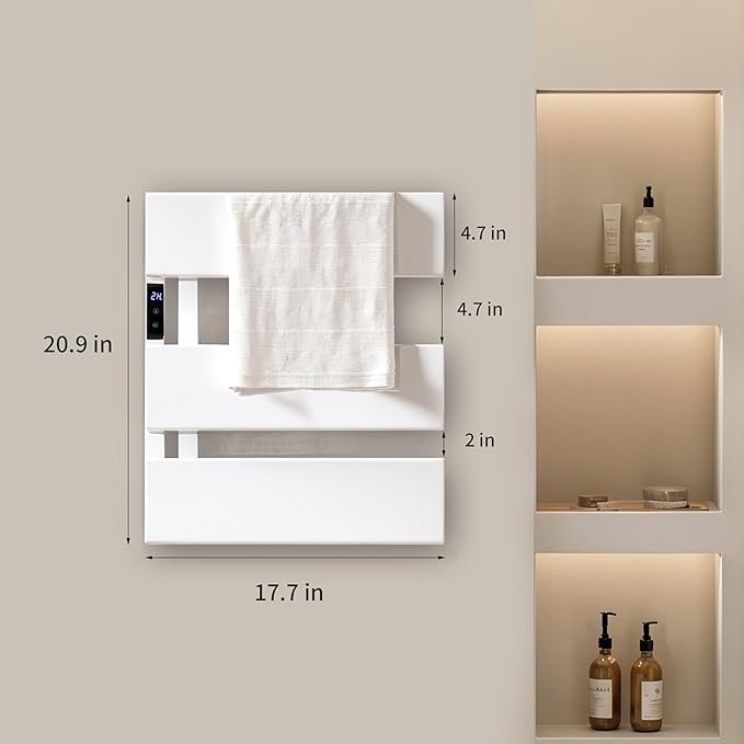 Electric Heated Towel Warmer Rack - Wall-Mounted with Timer & Temperature Control, Plug-in/Hardwired, Fast Heating, Smart Touch Panel