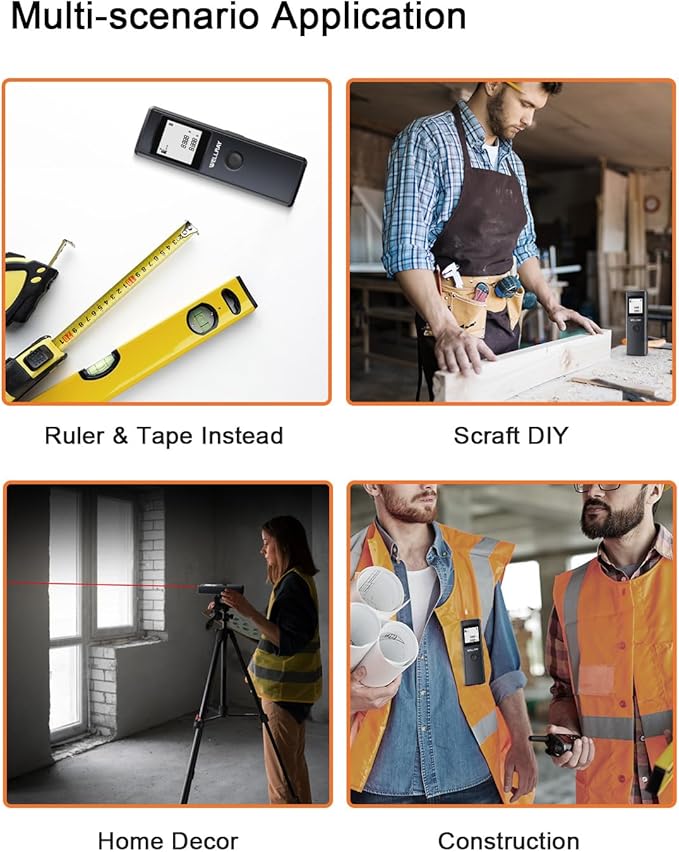 Laser Measuring Tool-165ft Range, Laser Measure with Area Volume Measurement, Portable Handheld Lazer Distance Meters for Construction & DIY