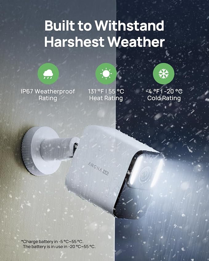 Anona Aurora 4K Solar Security Cameras Wireless Outdoor, Forever Power with Solar Panel, 8MP Color Night Vision, 24/7 AOV Recording, No Monthly Fees, AI Detection, Easy Setup, 2.4 G WiFi, IP67, 2 Pack