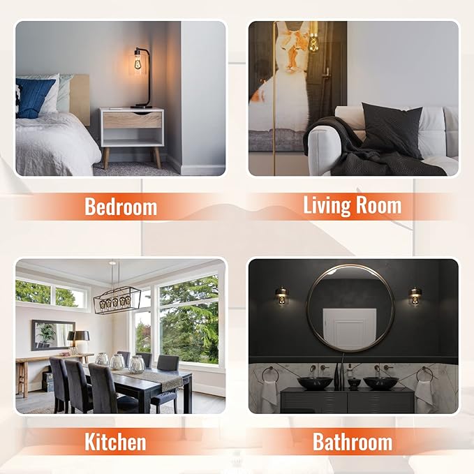 OMED ST58/ST19 Smoke Grey Dimmable LED Edison Bulbs 60 Watt Equivalent, 6W 2700K Soft White Vintage Fishbone Filament Edison Bulbs with E26 Base, 600 Lumens Smoky Glass Edison Bulb for Home Lighting