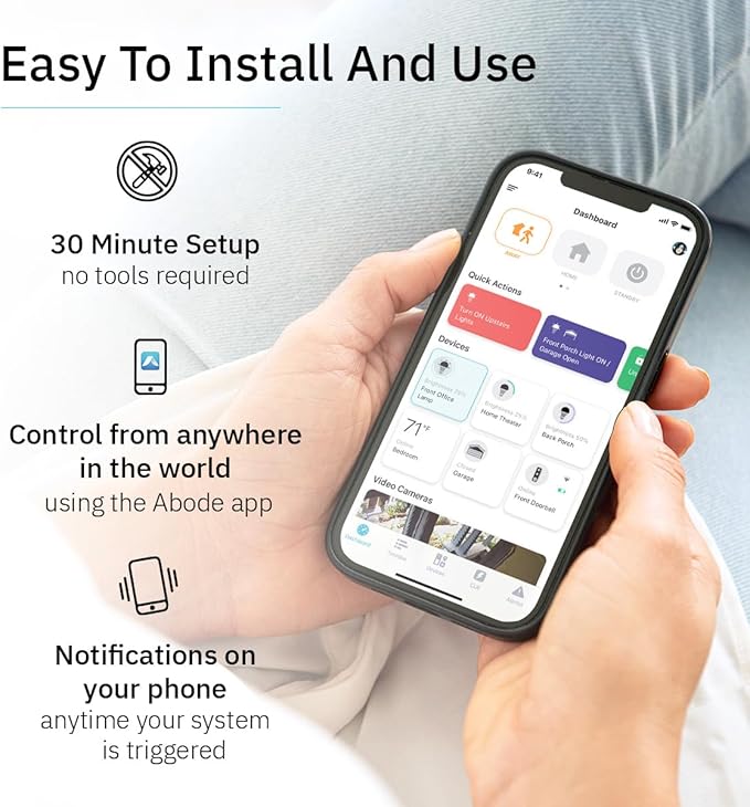 Abode 3 Piece Wireless Security Kit – Expandable to Protect Your Whole Home - Easy DIY Installation Optional Professional Monitoring Compatible with Alexa & Google Assistant (104067/A)