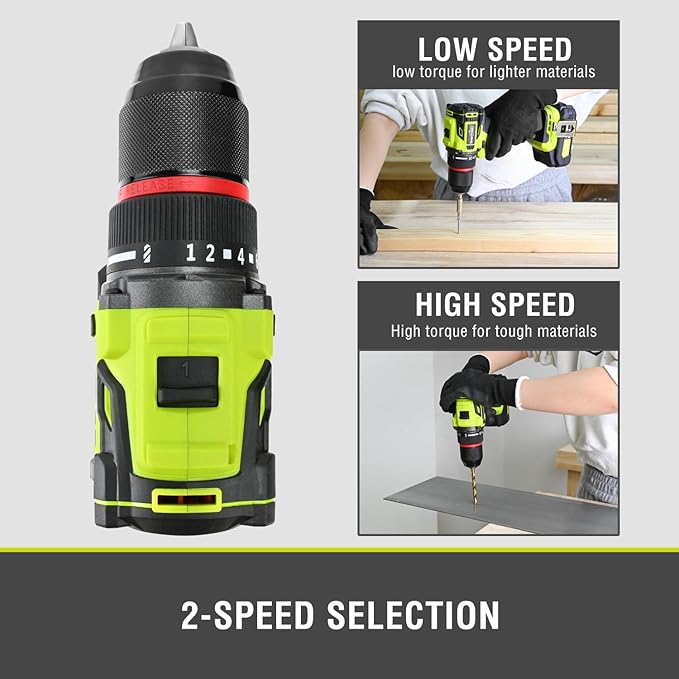 SnapFresh 20V Cordless Brushless Drill Driver, 1/2" Compact Power Drill Set with 500 in-lbs Torque, 20+1 Clutch & 2 Variable Speeds, LED, 2.0Ah Battery & Fast Charger, Electric Tool Kit for Home & DIY