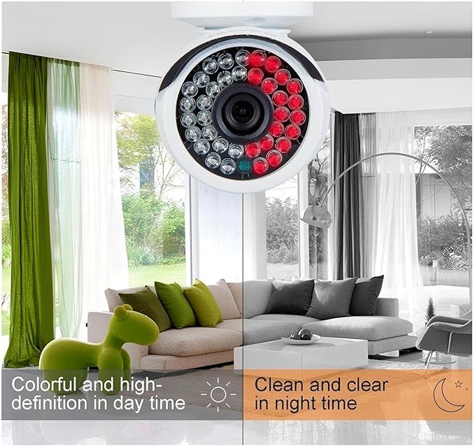 Eversecu 4 Channel Security Camera System 1080P DVR and 4pcs HD Weatherproof Cameras, Night Vision, Motion Alert, Smartphone, PC Easy Remote Access, 500GB HDD Preinstalled, Premade Cables Included