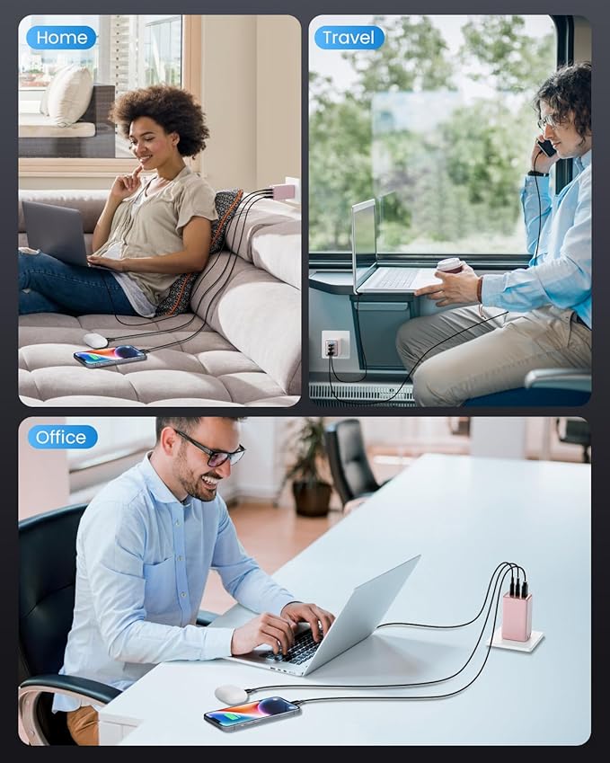 150W USB C Charger Block,GaN III Compact Foldable Wall Charger 3 Port Fast Charging Station,PD QC PPS Portable USB C Hub 100W Laptop Adapter for MacBook Pro/Air,iPad,iPhone 16/Pro,Galaxy S24,Dell etc