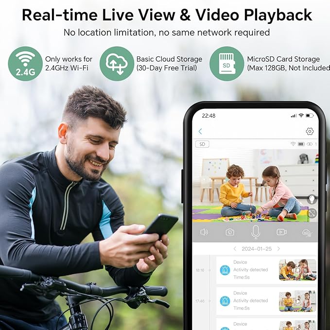 Security Camera Wireless Outdoor 2K Battery Powered Full Color Night Vision WiFi Indoor Camera 2-Way Talk Motion Detection Spotlight Alarms SD/Cloud Storage for Home Security Yard Kids Pets Waterproof