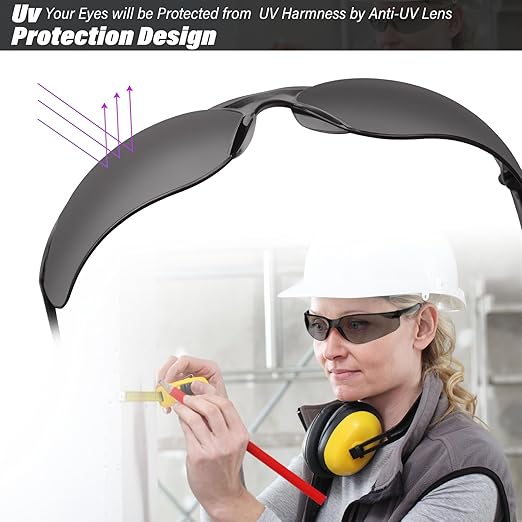 10 Pack Tinted Safety Glasses with ANSI Z87.1 Scratch Resistant Eyewear for Women Man Lab Goggles Eye Protection