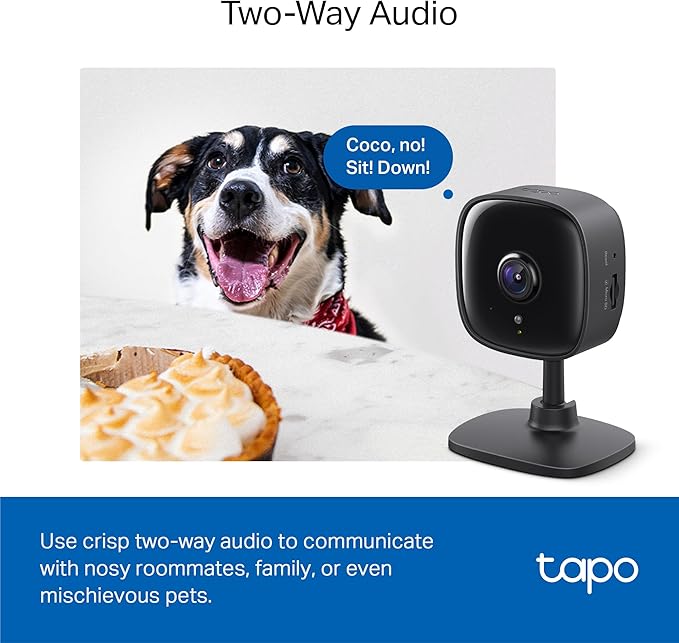 Tapo by TP-Link 1080P Indoor Security Camera for Baby Monitor, Pet Camera w/Motion Detection, 2-Way Audio, Night Vision, Cloud & SD Card Storage, Works w/Alexa & Google Home, Black, C101