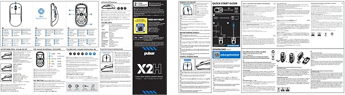 Pulsar Gaming Gears X2H v3 Wireless Gaming Mouse, Ultra Lightweight 1.87 oz (53g), Symmetrical, Optical Switch, 32000 DPI, 750 IPS, XS-1 Sensor, 8k Compatible (Mini, Black)