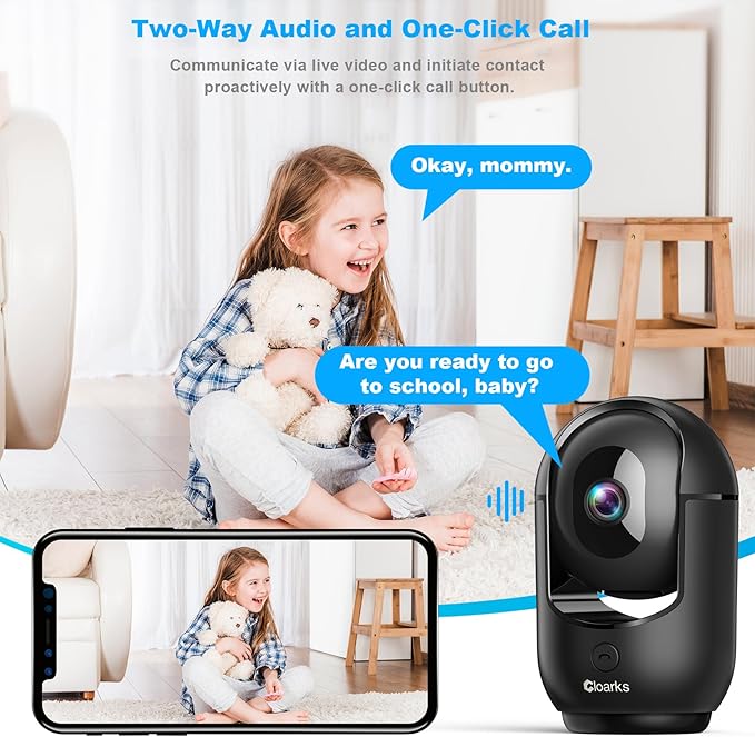 2K Pan/Tilt Security Camera, WiFi Indoor Cameras for Home Security with AI Motion Detection, Baby/Pet Camera with Phone App, 2-Way Audio, 24/7, Siren, TF/Cloud Storage, Black