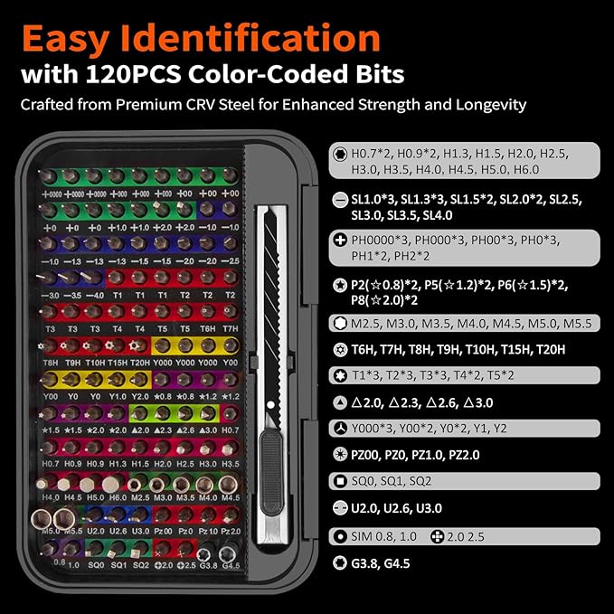 XOOL 132 in 1 Precision Screwdriver Set with Magnetic Driver Kit Professional Electronics Repair Tool Kit for Computer, PC, Mac-Book, Laptop, Tablet, iPhone, Xbox, Game Console