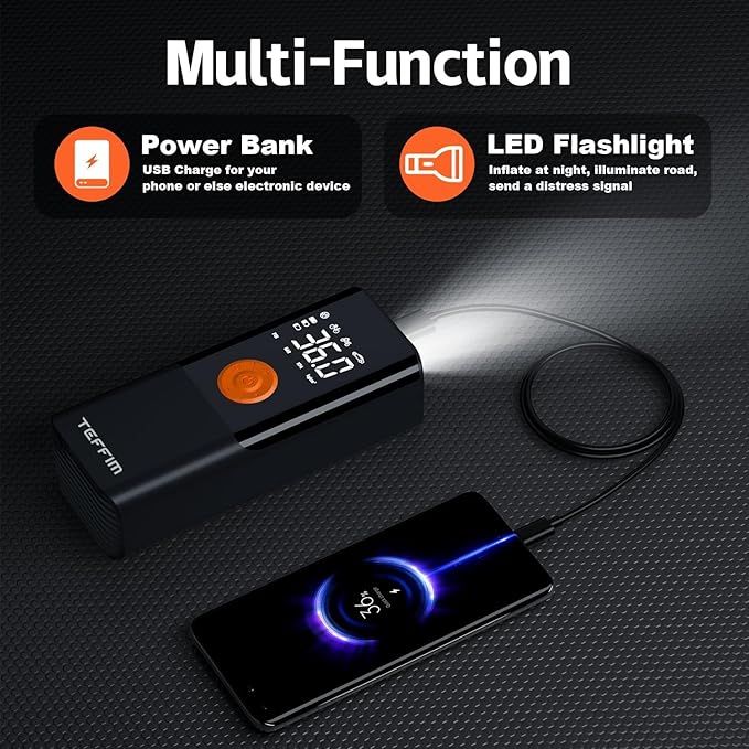 Tire Inflator Portable Air Compressor with Digital Pressure Gauge, 12V Smart Air Pump for Car Tires, Motorcycle, SUV, Electric Bike, Bicycle, Sports Balls with 10000mAh Battery & LED Light (1)