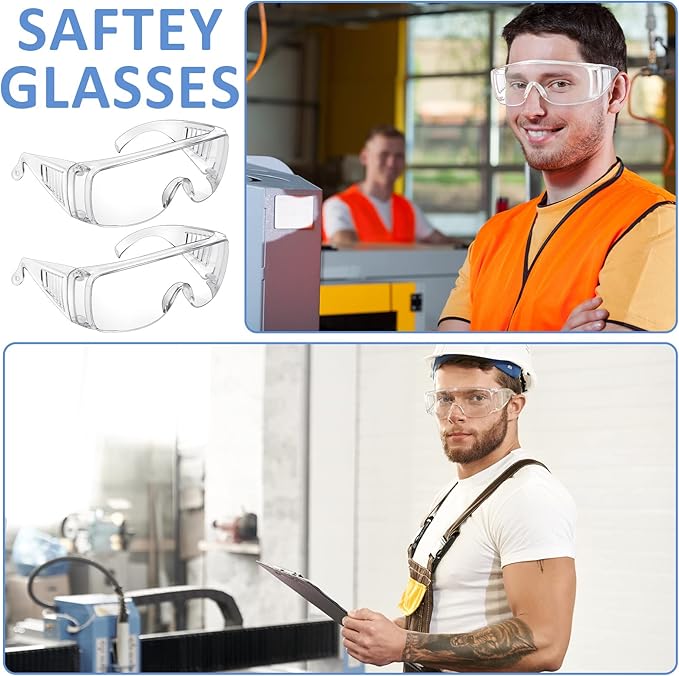 Queekay Safety Glasses over Eyeglasses Anti Dust Impact Scratch Safety Goggles for Men Women Nurses Workers Architect Lab