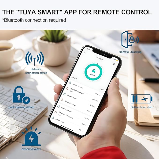 Security Smart Lock C30:Keyless Entry WiFi Deadbolt for Front Door, No Hub Needed! Auto-Lock, App Control, Easy Install- Black