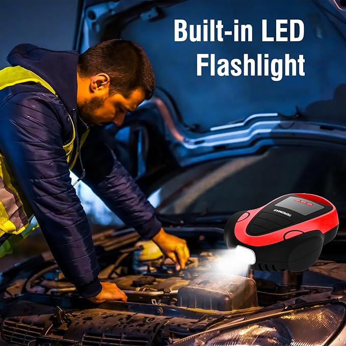 TEROMAS Tire Inflator Portable Air Compressor, Air Pump DC/AC for Car Tires 12V DC and Other Inflatables at Home 110V AC, Digital Electric Tire Pump with Pressure Gauge(Red)