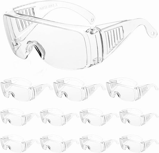 WFEANG Clear Safety Glasses bulk, Lightweight Protective Eyewear For Men Women, Over Goggles Impact Scratch Resistant