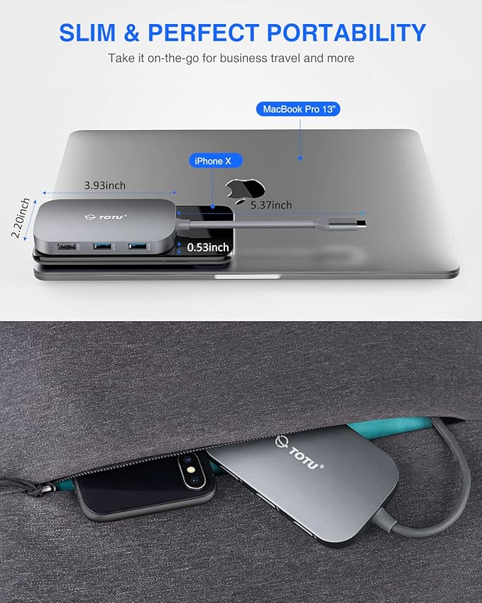 USB C Hub, 9-in-1 Type C Hub with Ethernet Port, 4K USB C to HDMI, 2 USB 3.0 Ports,1 USB 2.0 Port, USB-C Power Delivery, Portable for Mac Pro and Other Type C Laptops