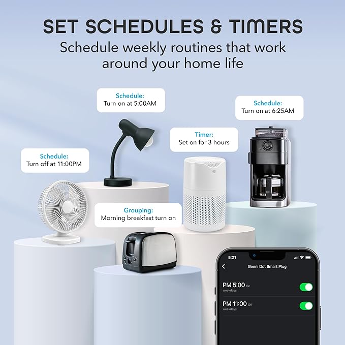 Geeni Dot Smart Plug with 2.4GHz WiFi Connectivity – 1-Pack Compact, Fire-Resistant Smart Outlet Plugs with Schedule & Timer – No Hub Needed, Supports Alexa & Google