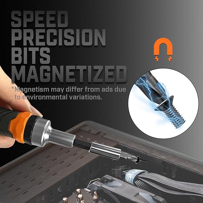 Ratcheting Screwdriver Set: 56-Piece Magnetic Multi Bits Tool Kit with Case