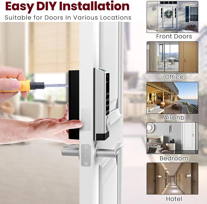 DEVO G1 Video Smart Lock with Camera & Doorbell, 6-in-1 Keyless Entry Door Lock with Fingerprint, App Remote, Auto Locks, Built-in Wi-Fi Smart Deadbolt for Front Door(Silver)